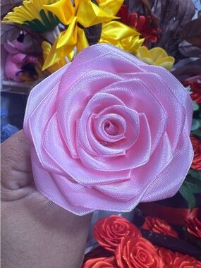 Purple Satin Rose Hair Accessory - Elegant Floral Clip